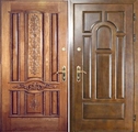 Двери железные с отделкой массивом